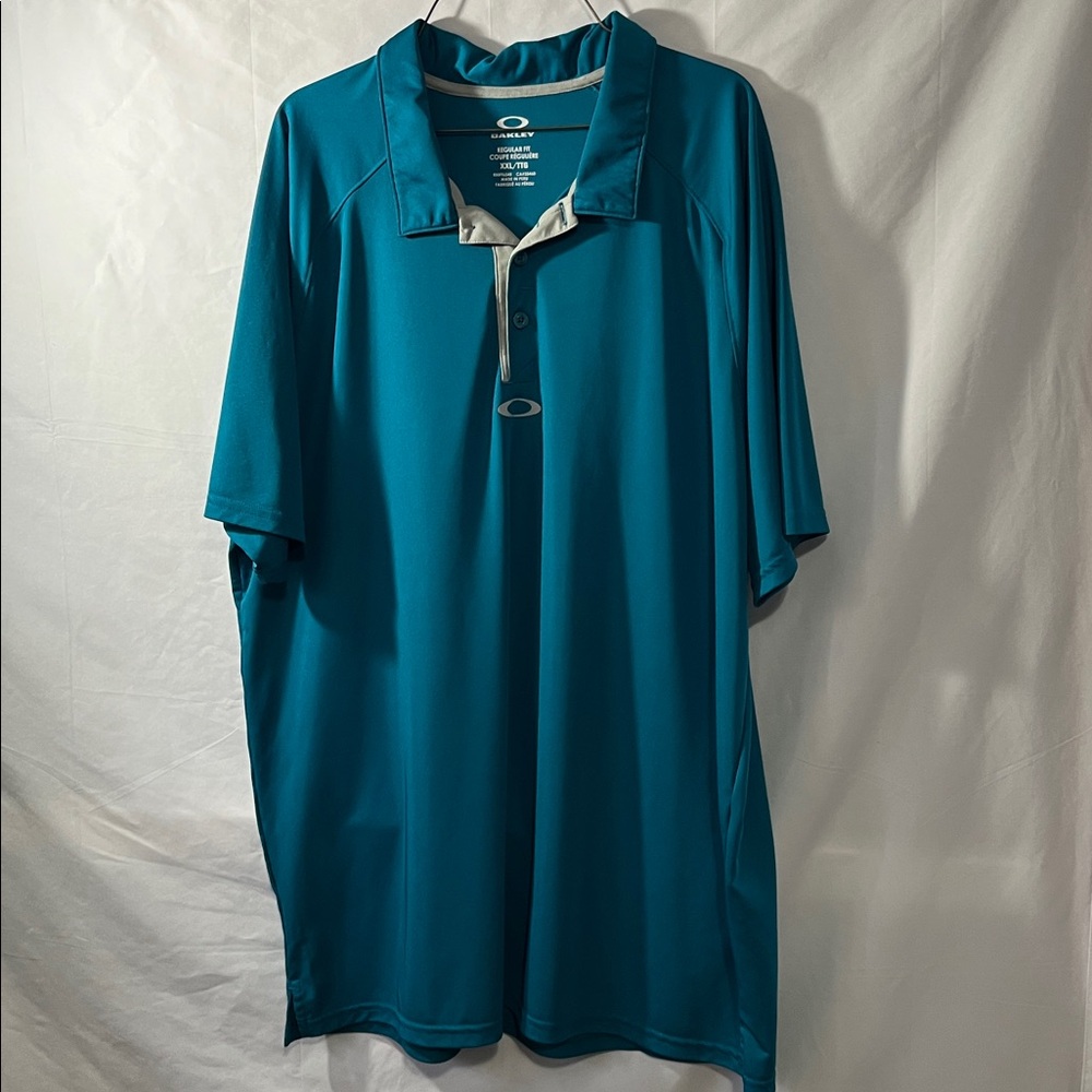 Oakley‎ Hydrolix Golf Polo XXL Regular Fit Teal Moisture Wicking Short Sleeve
